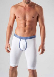 Geronimo Long Boxer Brief Underwear White/Blue 1265B9