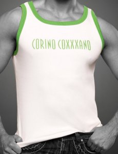 Coxxxano Sporty Piping Logo Tank Top T Shirt White/Green 4057840030