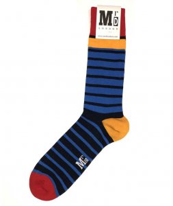 MrD London Breton Striped Fine Socks Blue/Red/Yellow F18-006B